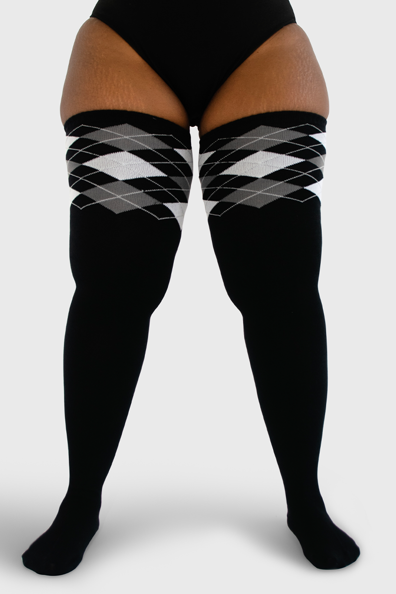 THUNDA THIGHS Tūbbies - Argyle (Black & White)