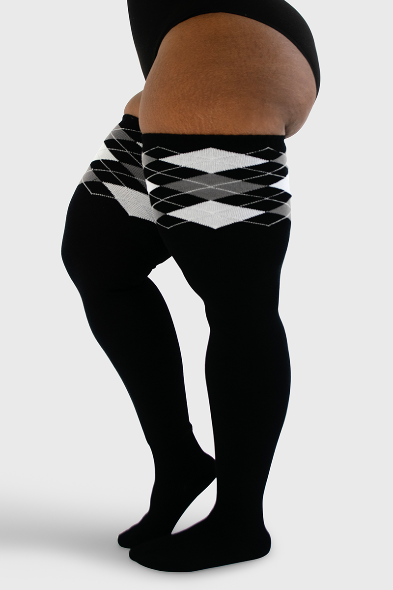 THUNDA THIGHS Tūbbies - Argyle (Black & White)