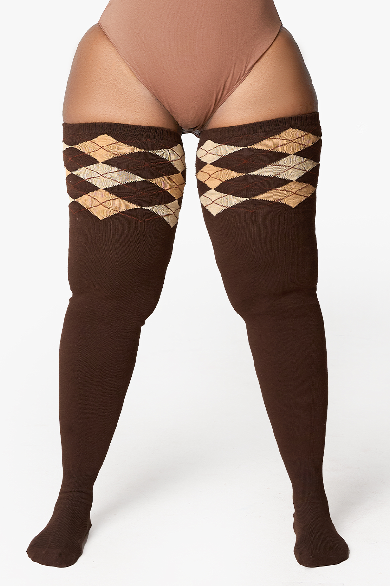 THUNDA THIGHS Tūbbies - Argyle - Chocolate Truffle