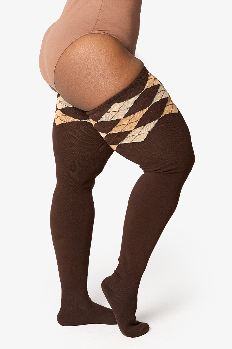 THUNDA THIGHS Tūbbies - Argyle - Chocolate Truffle