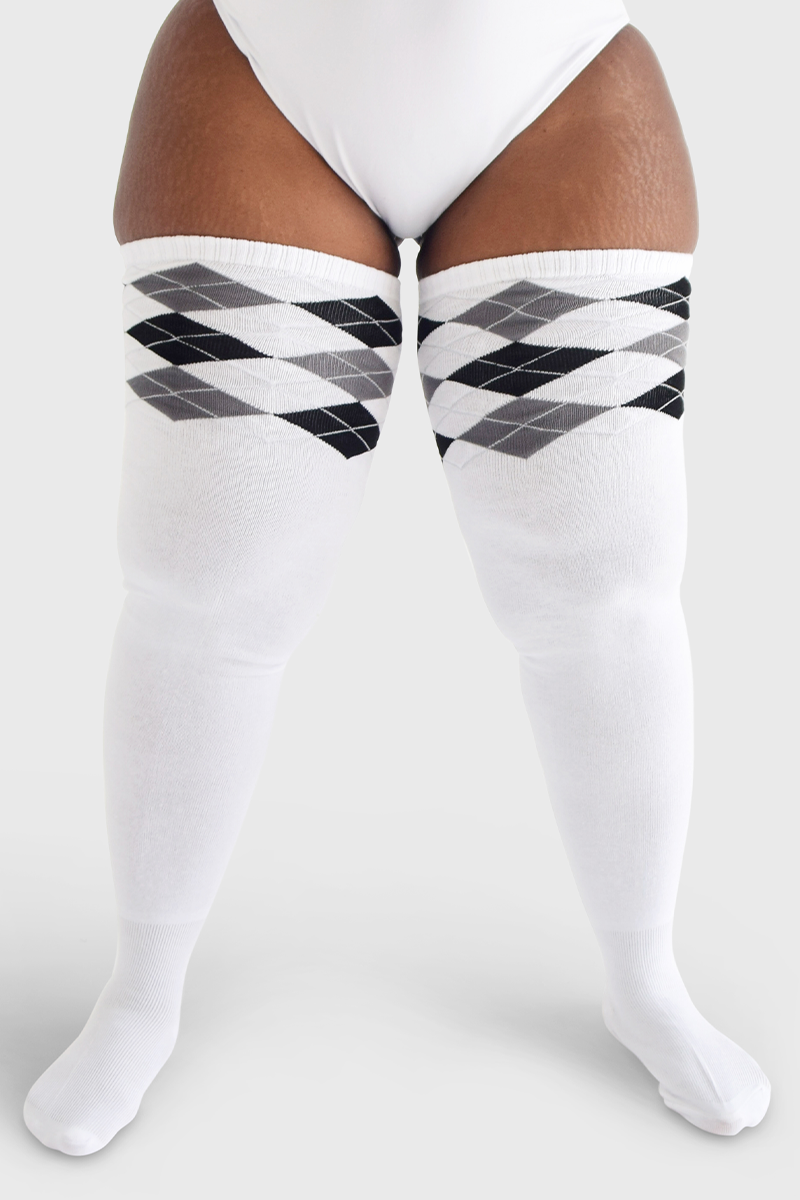 THUNDA THIGHS Tūbbies - Argyle (Ivory & Black)