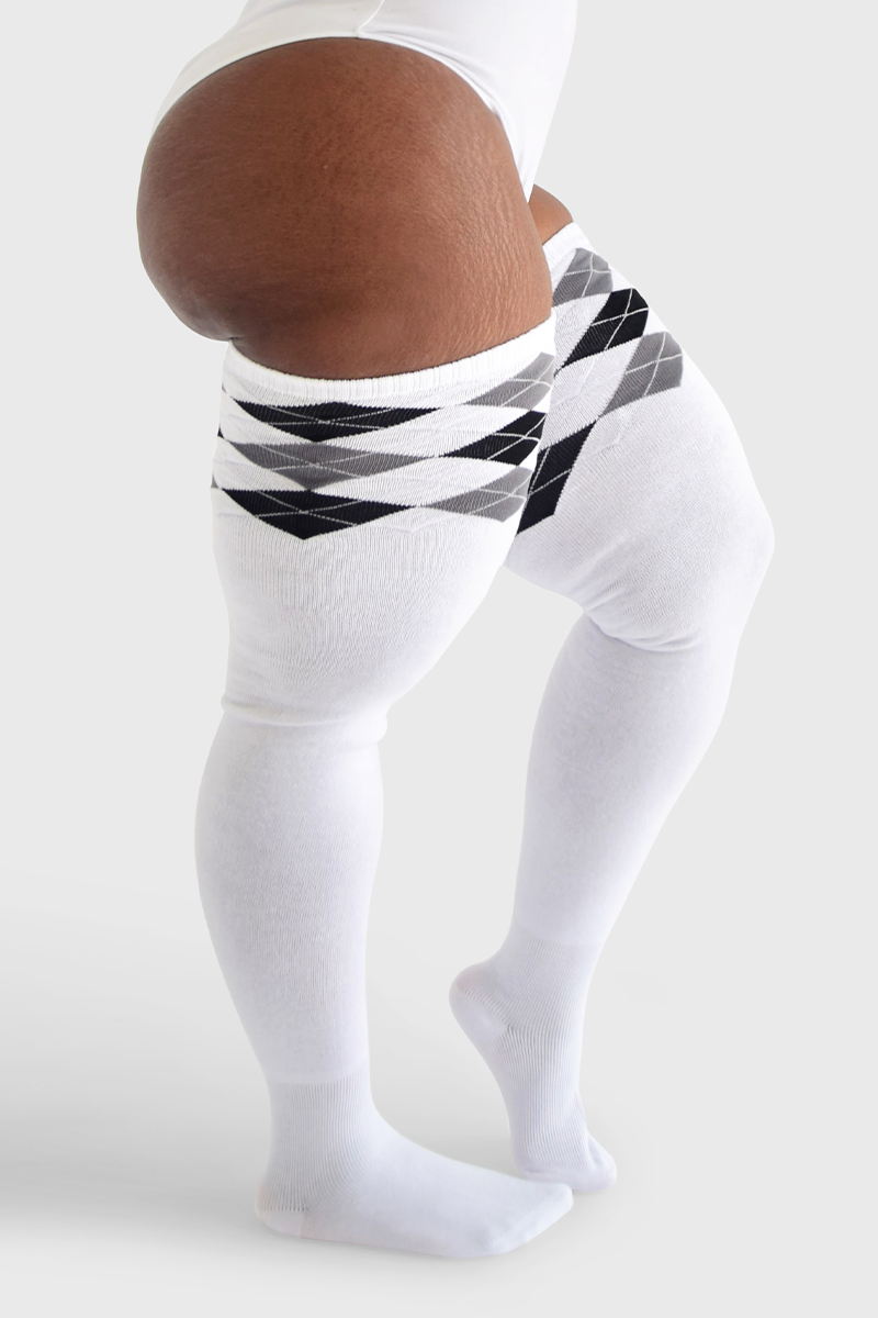 THUNDA THIGHS Tūbbies - Argyle (Ivory & Black)