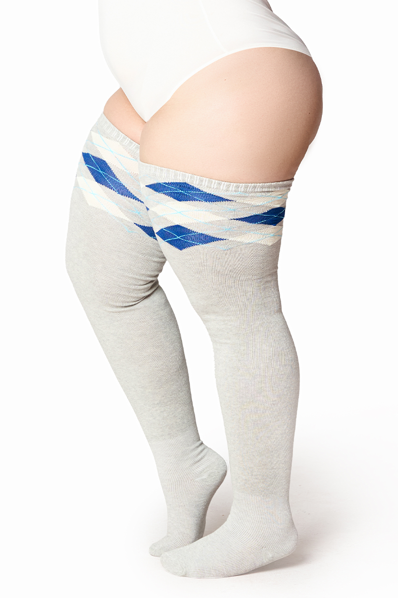 THUNDA THIGHS Tūbbies - Argyle - Lagoon Grey