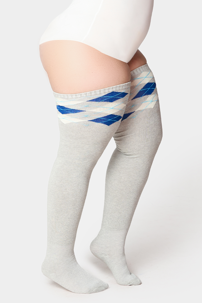 THUNDA THIGHS Tūbbies - Argyle - Lagoon Grey