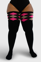 THUNDA THIGHS Tūbbies - Argyle (Pink & Black)