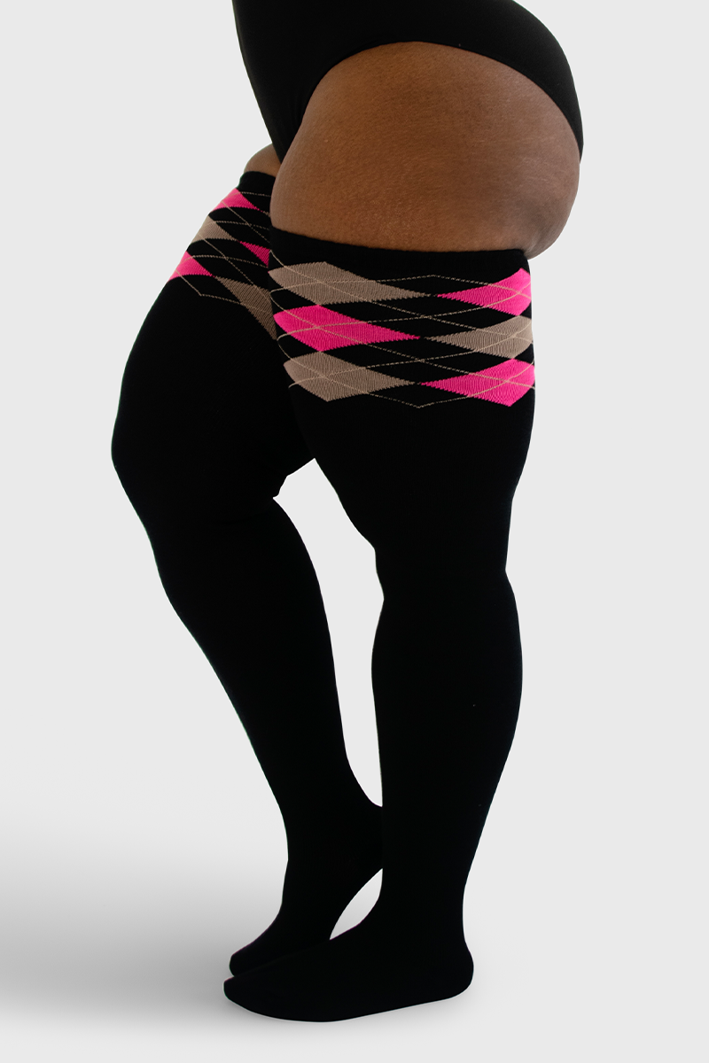 THUNDA THIGHS Tūbbies - Argyle (Pink & Black)