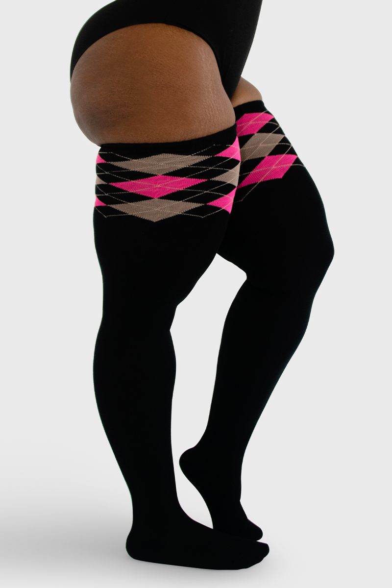 THUNDA THIGHS Tūbbies - Argyle (Pink & Black)