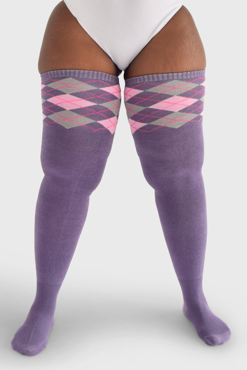 THUNDA THIGHS Tūbbies - Argyle (Purple & Grey)