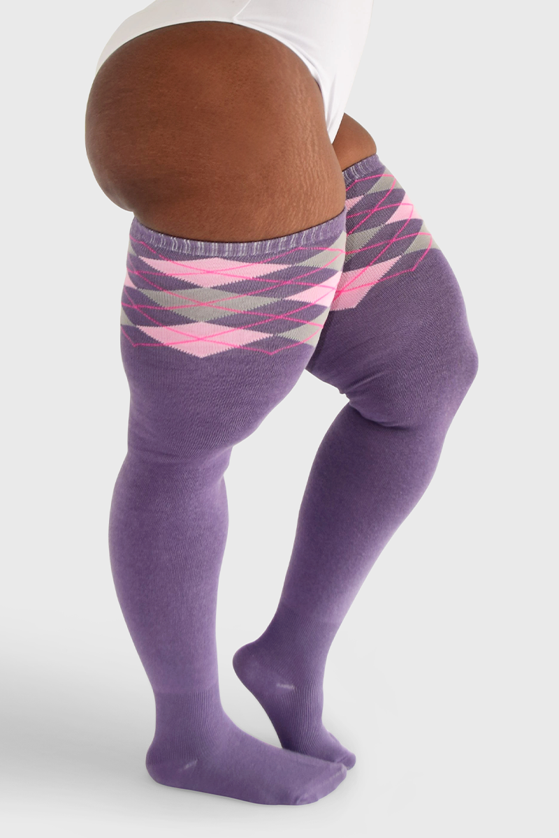 THUNDA THIGHS Tūbbies - Argyle (Purple & Grey)