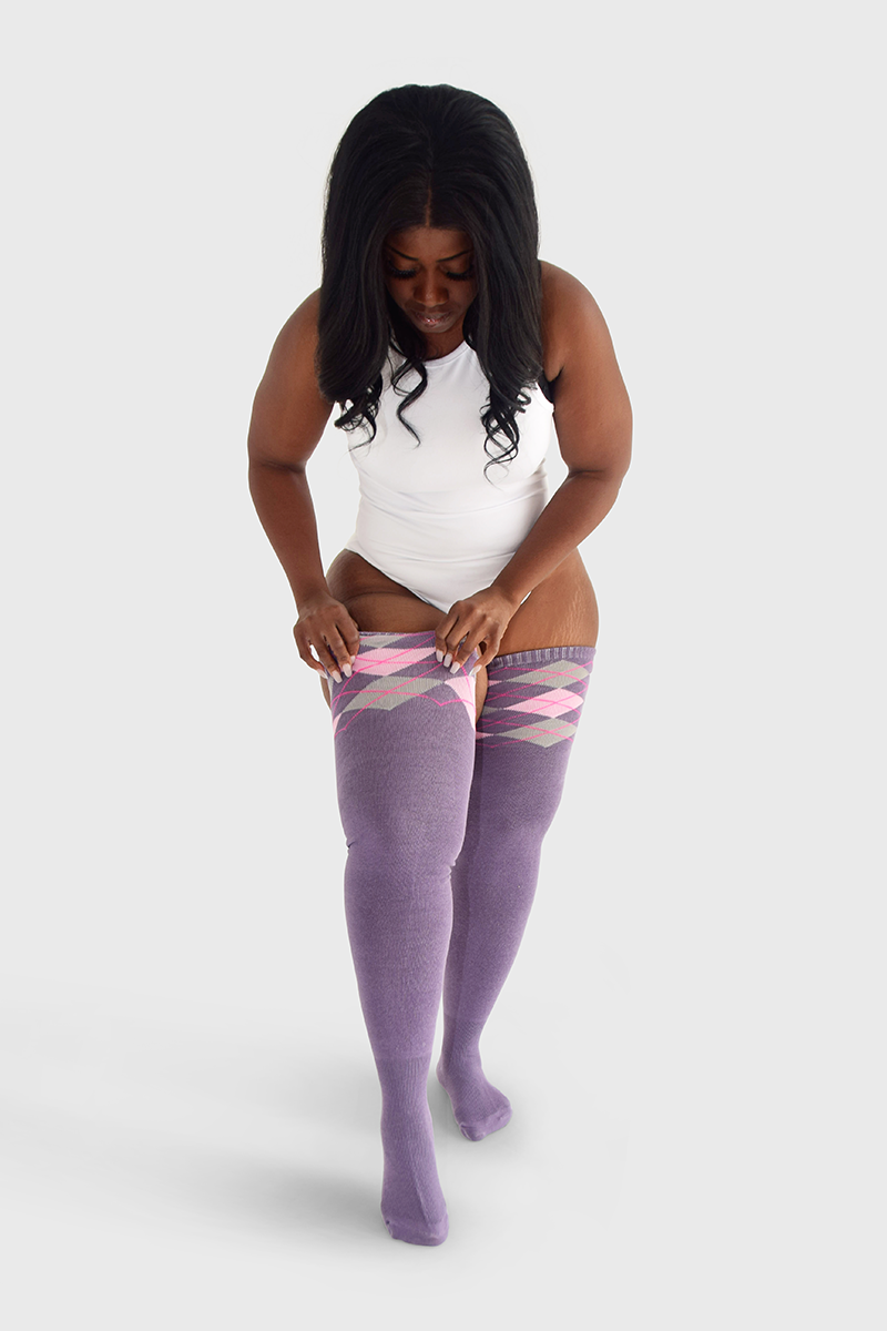THUNDA THIGHS Tūbbies - Argyle (Purple & Grey)