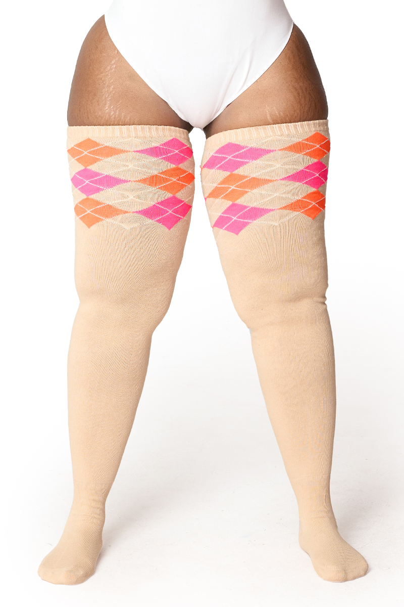 THUNDA THIGHS Tūbbies - Argyle - Tropical Taupe