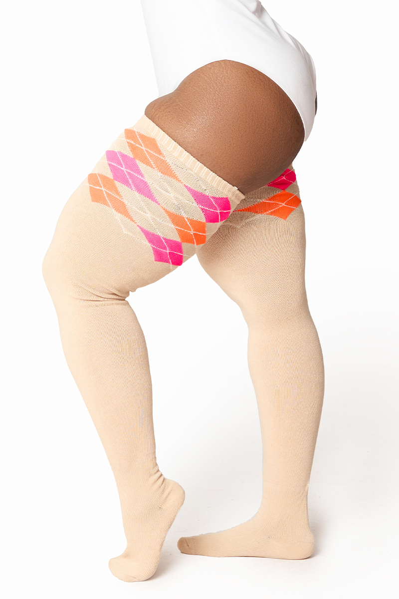 THUNDA THIGHS Tūbbies - Argyle - Tropical Taupe