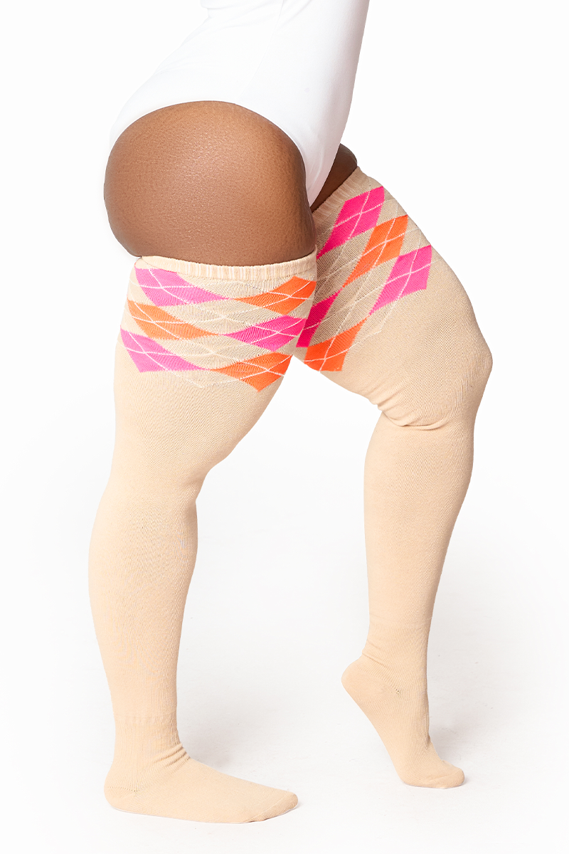 THUNDA THIGHS Tūbbies - Argyle - Tropical Taupe