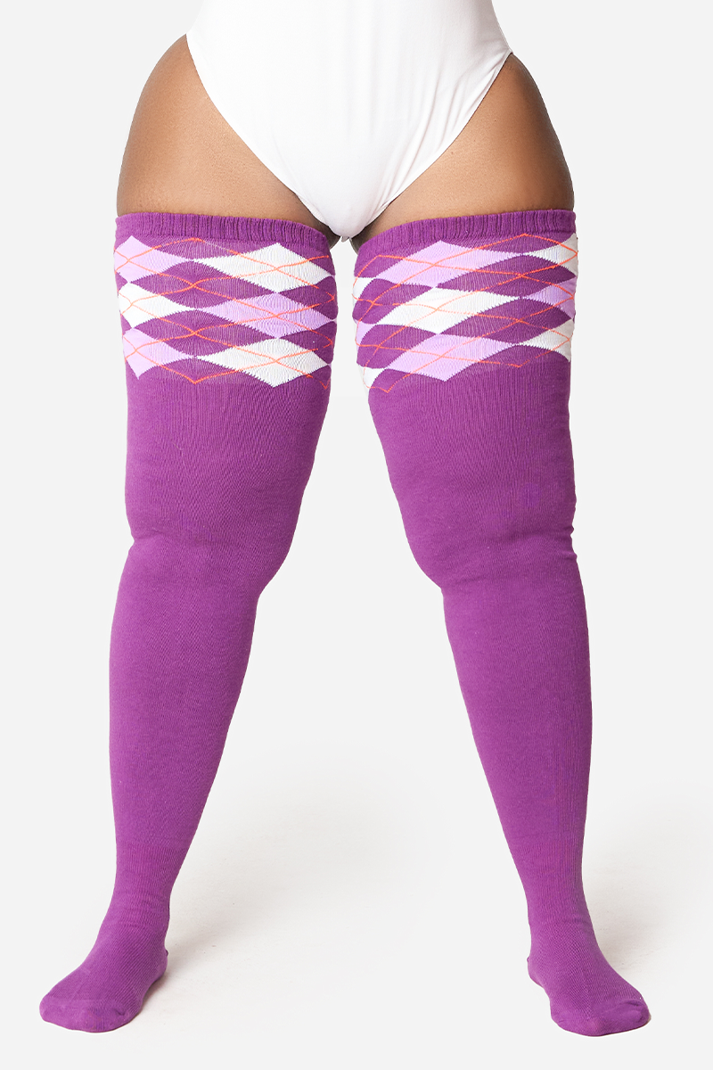 THUNDA THIGHS Tūbbies - Argyle - Plum Berry