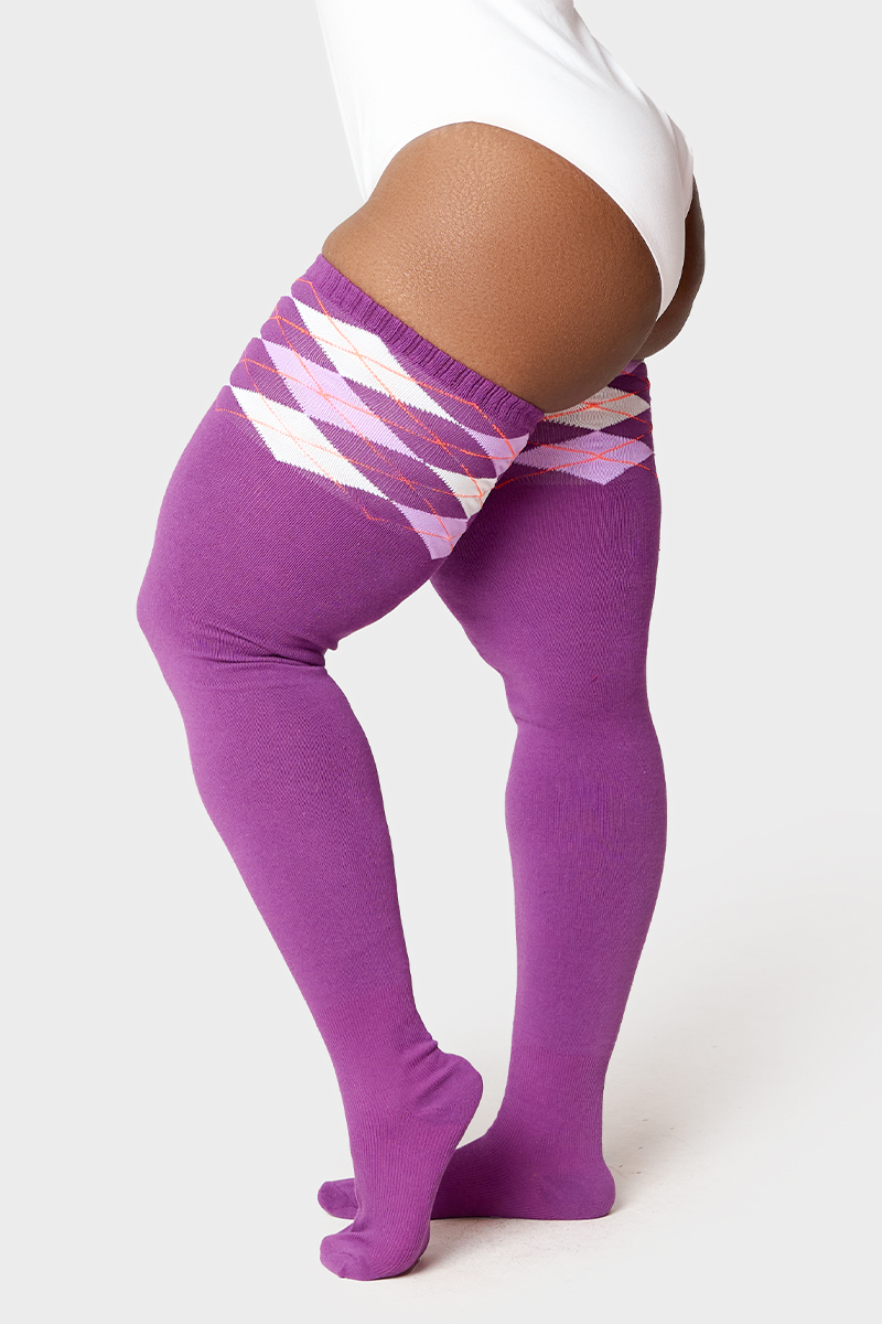 THUNDA THIGHS Tūbbies - Argyle - Plum Berry