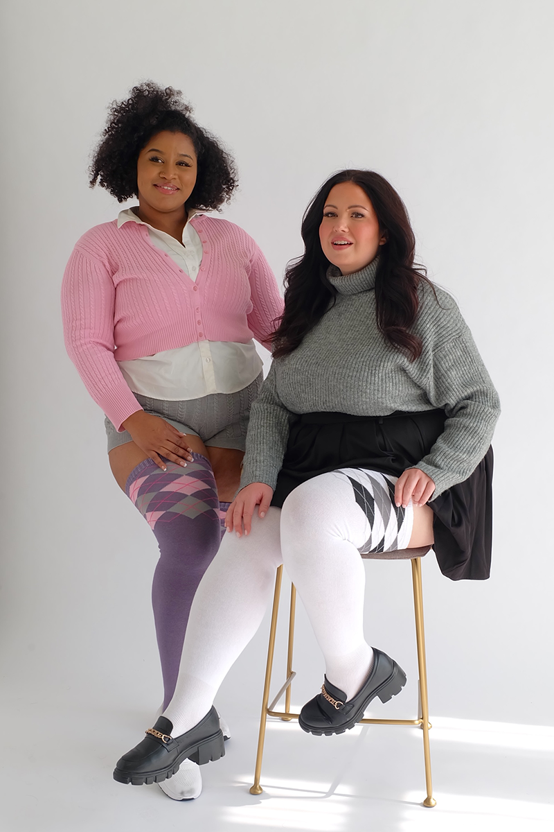 THUNDA THIGHS Tūbbies - Argyle (Ivory & Black)