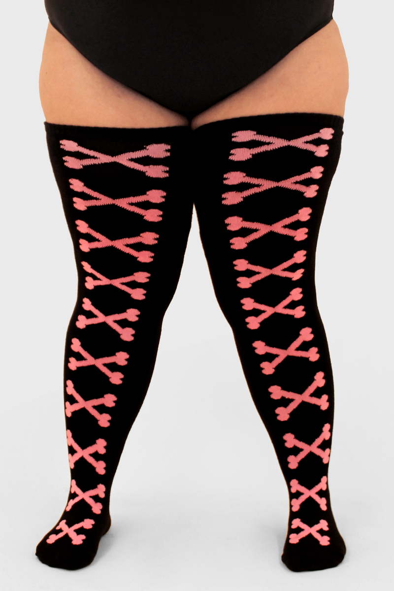THUNDA THIGHS Tūbbies - Cross Bones - Pink