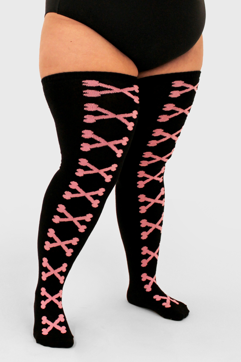 THUNDA THIGHS Tūbbies - Cross Bones - Pink