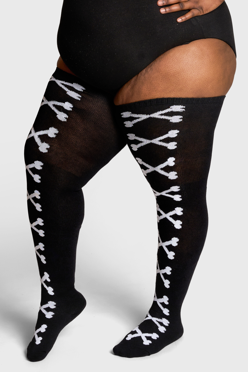 THUNDA THIGHS Tūbbies - Cross Bones - White