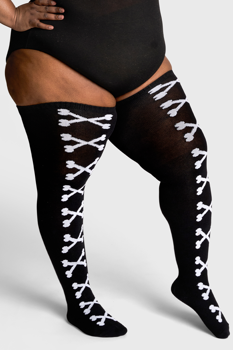 THUNDA THIGHS Tūbbies - Cross Bones - White