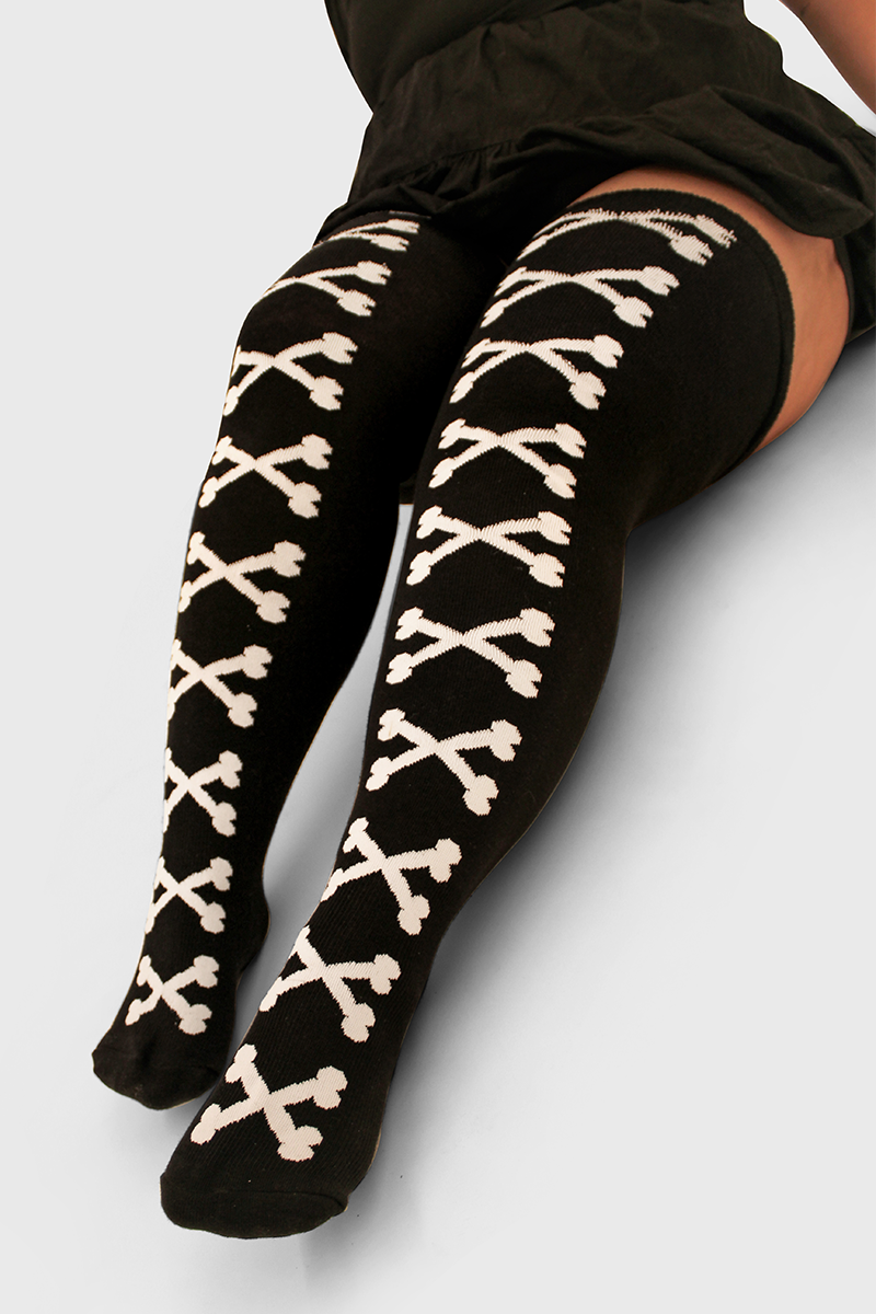 THUNDA THIGHS Tūbbies - Cross Bones - White