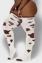 THUNDA THIGHS Tūbbies - Cow Print (White w/Brown Spots)
