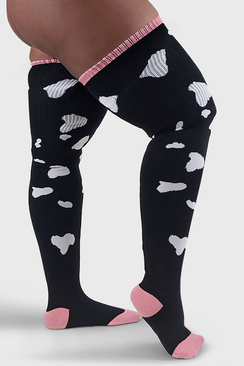 THUNDA THIGHS Tūbbies - Cow Print (Black w/White Spots)