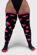 THUNDA THIGHS Tūbbies - Cow Print (Black w/Neon Pink Spots)