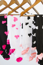 THUNDA THIGHS Tūbbies - Cow Print (White w/Neon Pink Spots)
