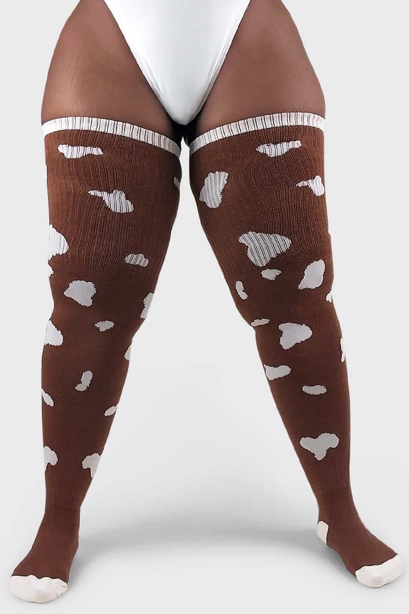 THUNDA THIGHS Tūbbies - Cow Print (Brown w/ Spots)
