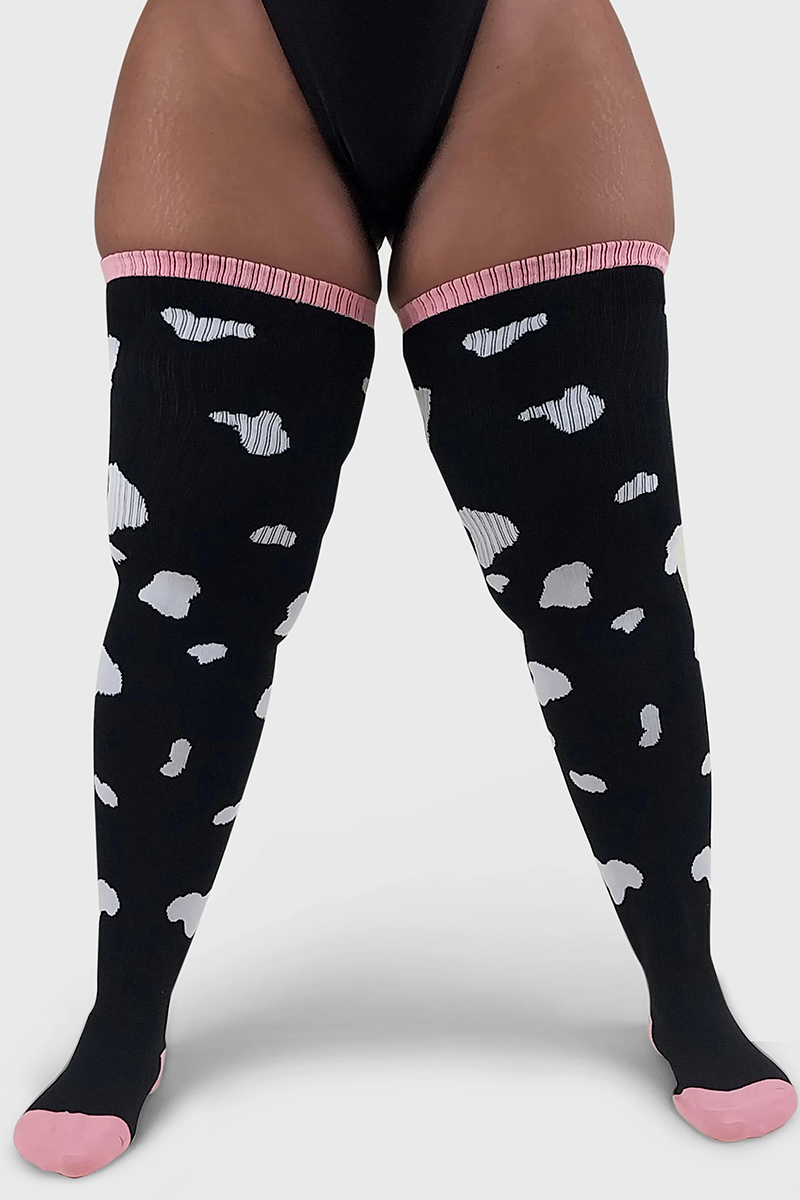 THUNDA THIGHS Tūbbies - Cow Print (Black w/White Spots)