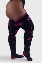 THUNDA THIGHS Tūbbies - Cow Print (Black w/Purple Spots)