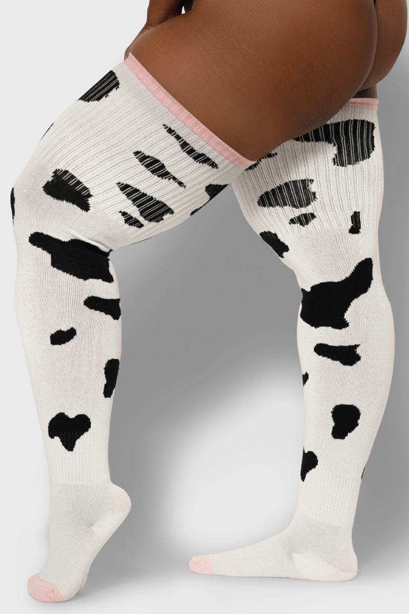 THUNDA THIGHS Tūbbies - Cow Print (White w/Black Spots)