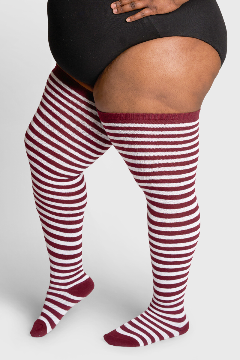 THUNDA THIGHS Tūbbies - Garnet & White Stripes