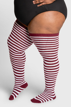 THUNDA THIGHS Tūbbies - Garnet & White Stripes