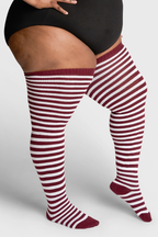 THUNDA THIGHS Tūbbies - Garnet & White Stripes