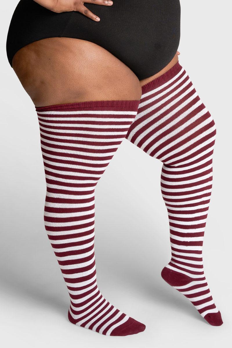 THUNDA THIGHS Tūbbies - Garnet & White Stripes