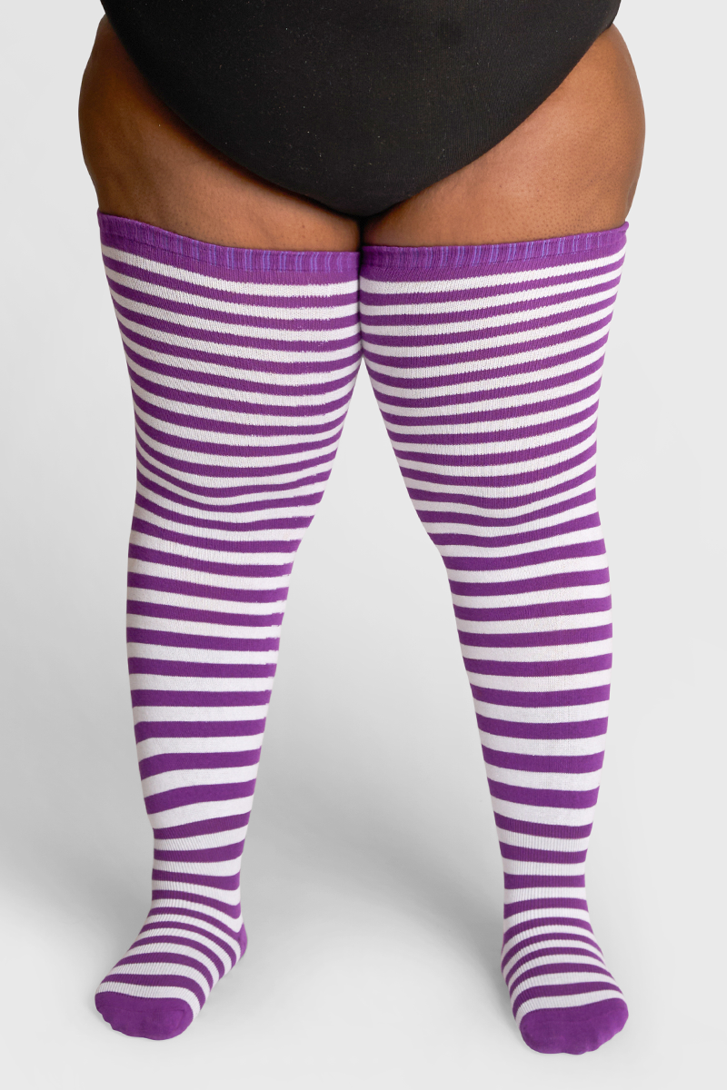 THUNDA THIGHS Tūbbies - Mulberry & White Stripes