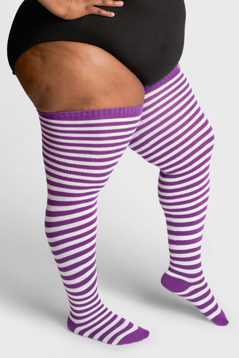 THUNDA THIGHS Tūbbies - Mulberry & White Stripes