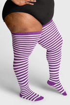 THUNDA THIGHS Tūbbies - Mulberry & White Stripes