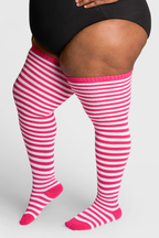 THUNDA THIGHS Tūbbies - Neon Pink & White Stripes