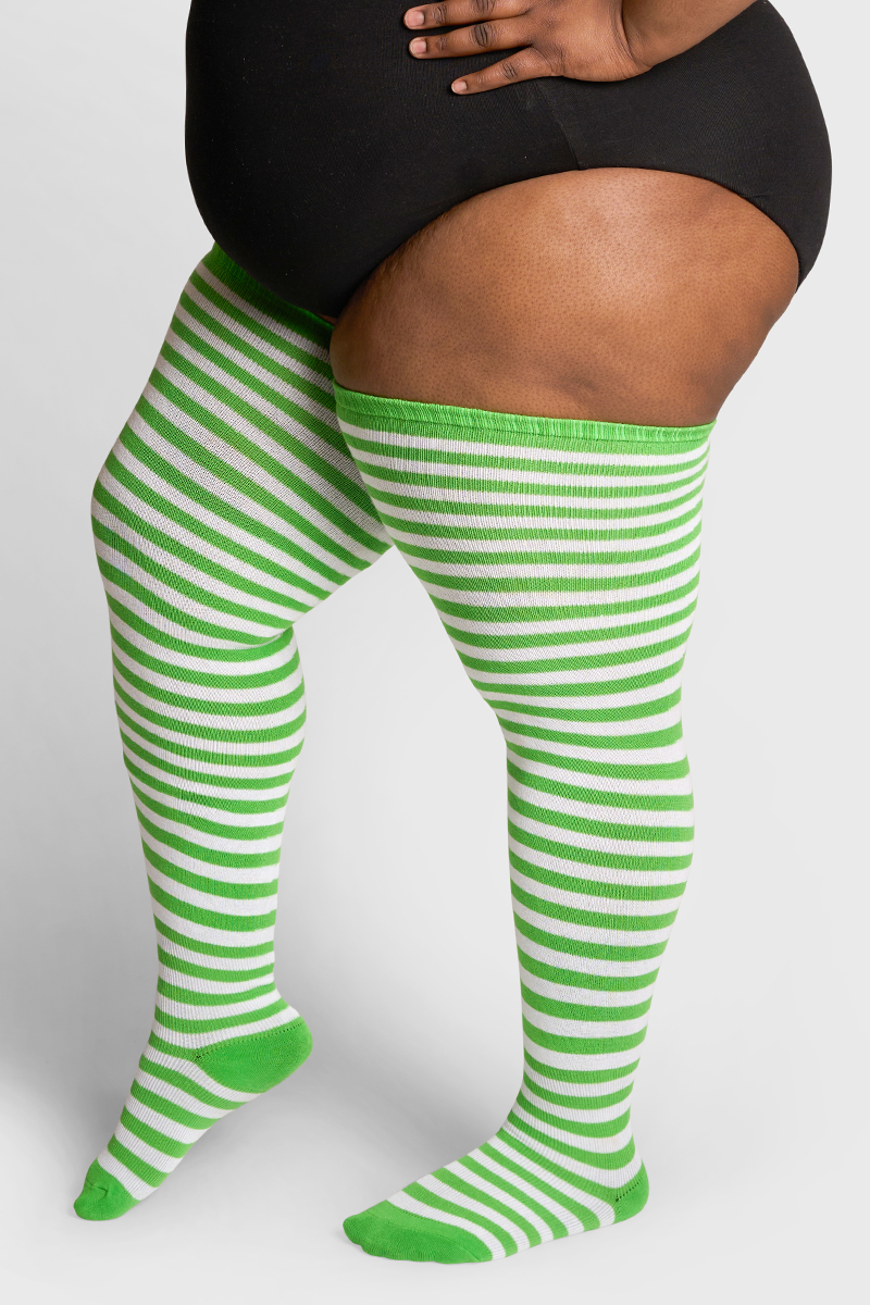 THUNDA THIGHS Tūbbies - Pistachio & White Stripes