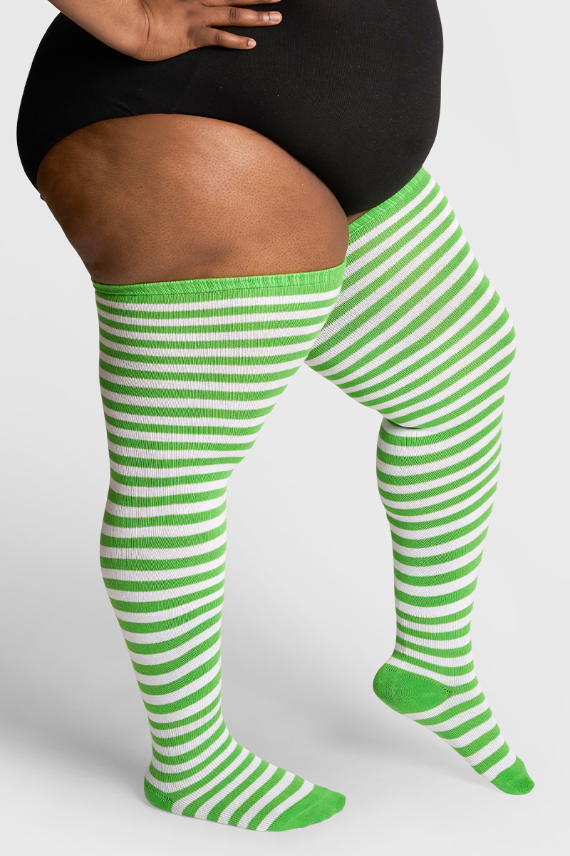 THUNDA THIGHS Tūbbies - Pistachio & White Stripes