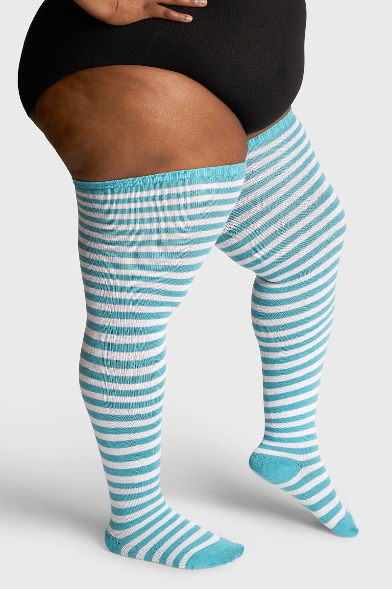 THUNDA THIGHS Tūbbies - Sky Blue & White Stripes
