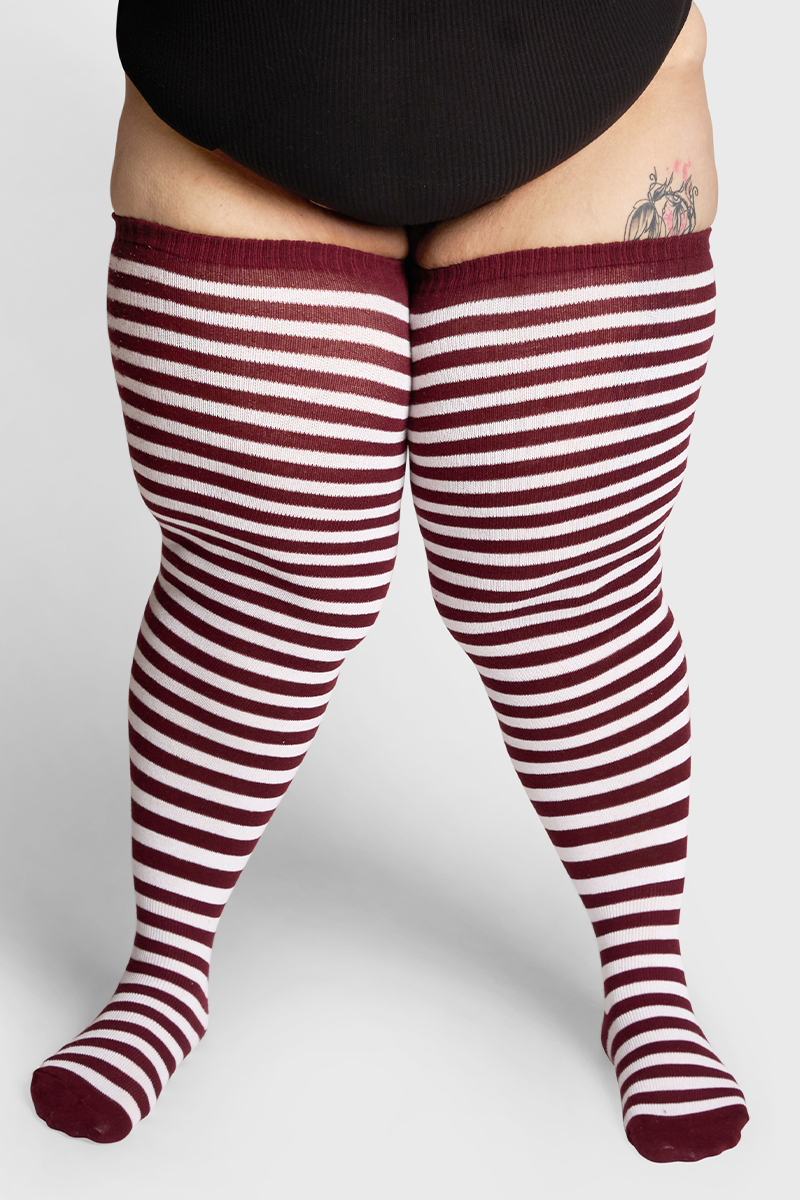 THUNDA THIGHS Tūbbies - Garnet & White Stripes