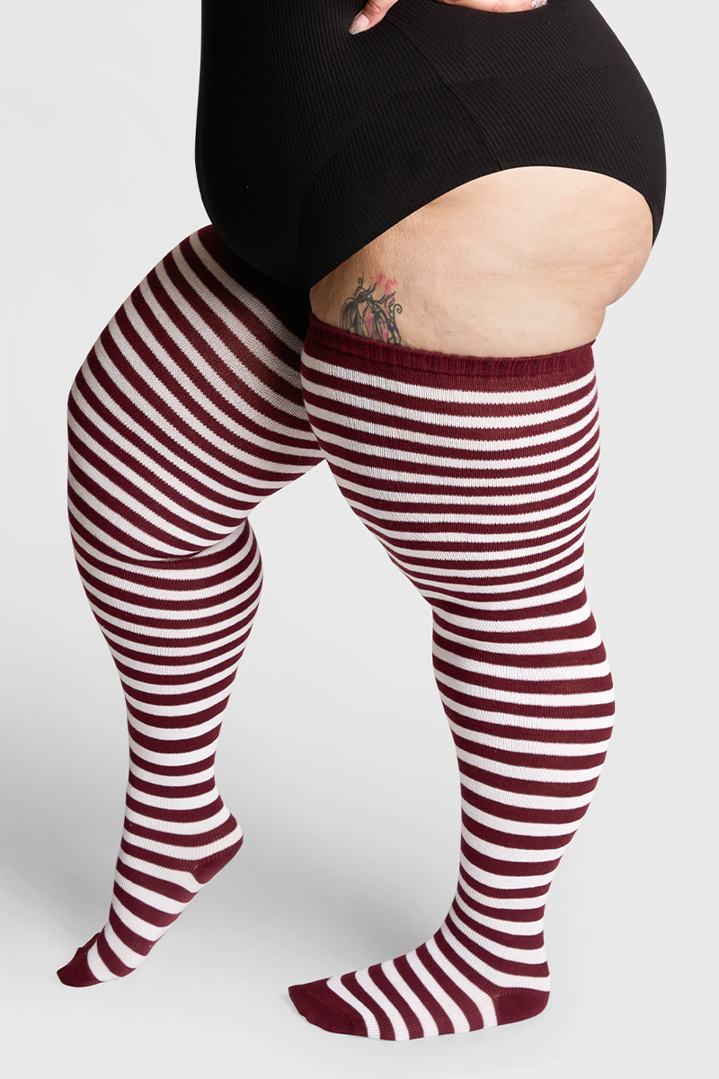 THUNDA THIGHS Tūbbies - Garnet & White Stripes