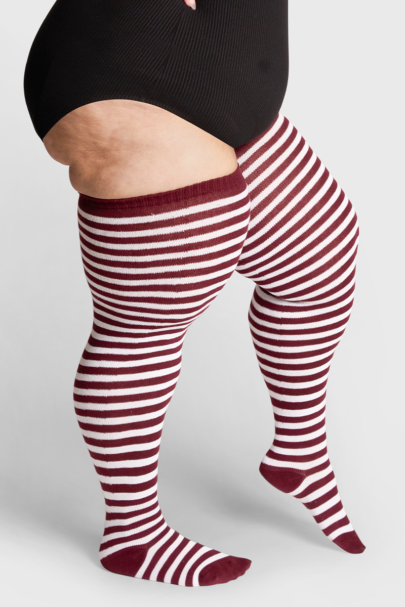 THUNDA THIGHS Tūbbies - Garnet & White Stripes