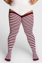 THUNDA THIGHS Tūbbies - Garnet & White Stripes