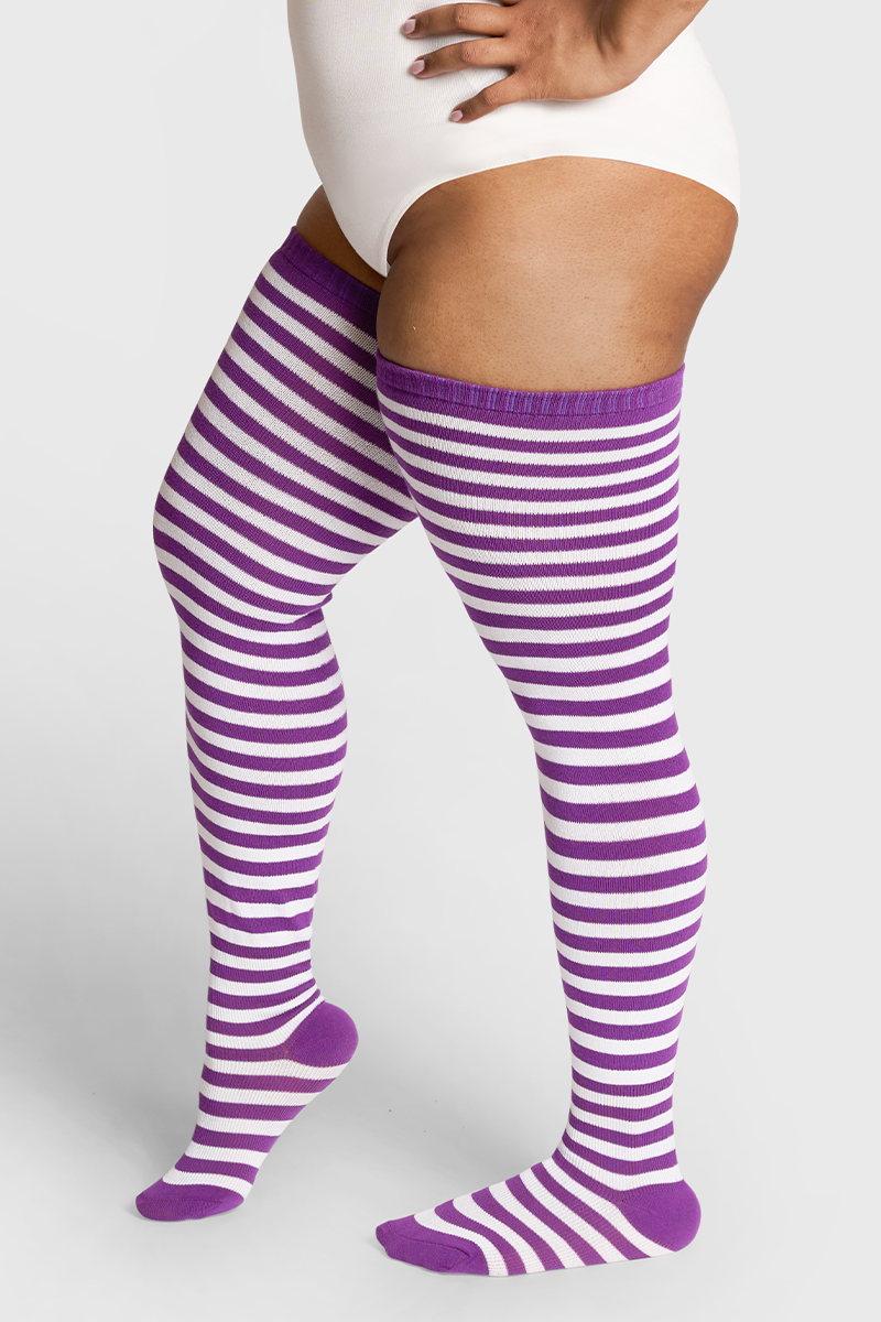 THUNDA THIGHS Tūbbies - Mulberry & White Stripes