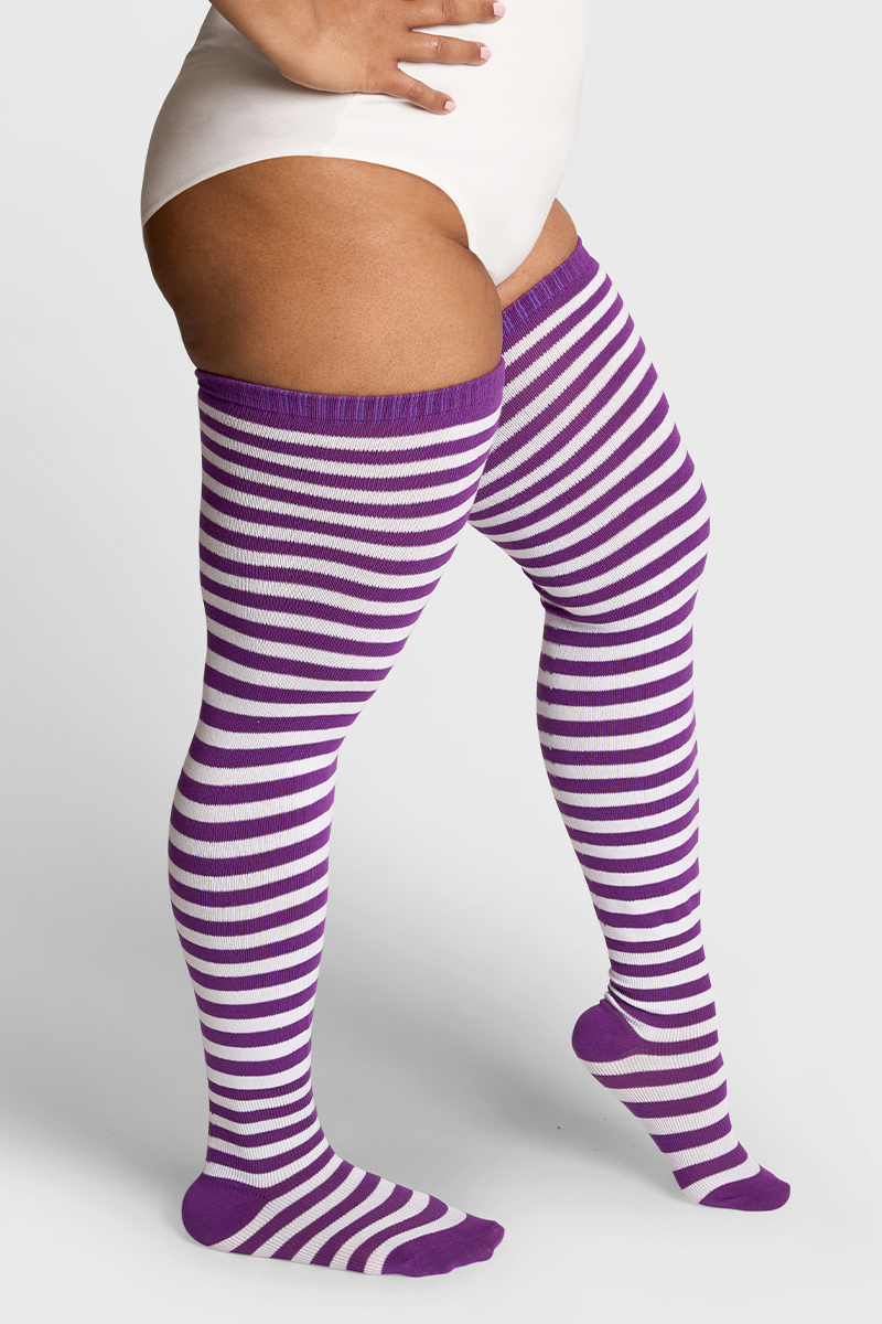 THUNDA THIGHS Tūbbies - Mulberry & White Stripes